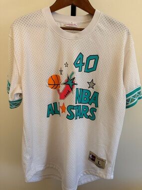 NBA All-Stars Kemp White & Teal Jersey Size L